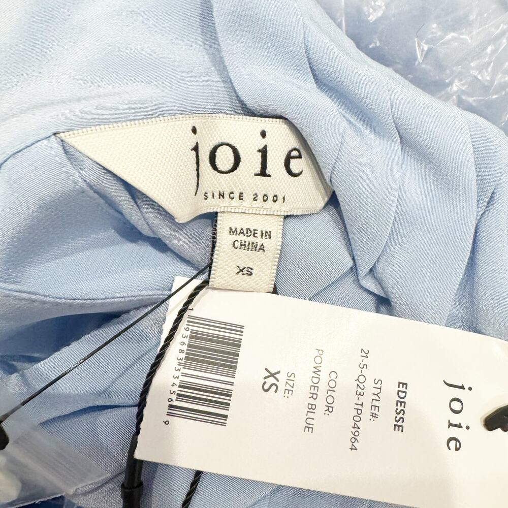 Joie Women's Edesse Pleated 100% Silk Blouse In Powder Blue Size XS NWT - Picture 8 of 10